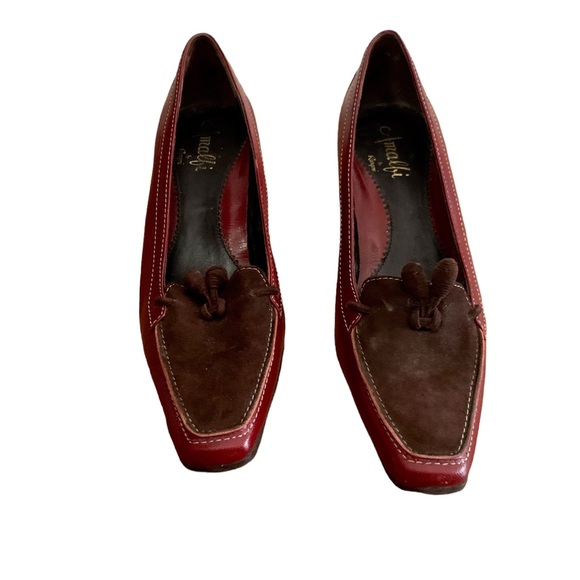 Amalfi by Rangoni Women’s Leather Wedge Heel Loafer Size 6 Burgundy & Brown - Picture 3 of 15